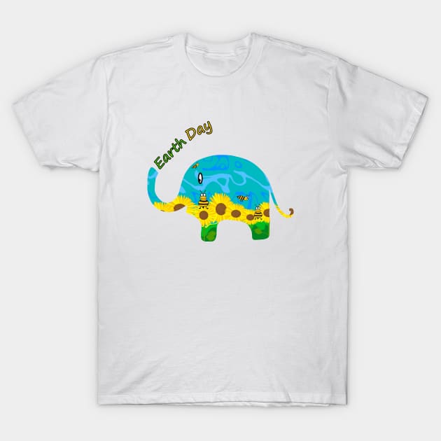 EARTH Day Celebration Elephant T-Shirt by SartorisArt1